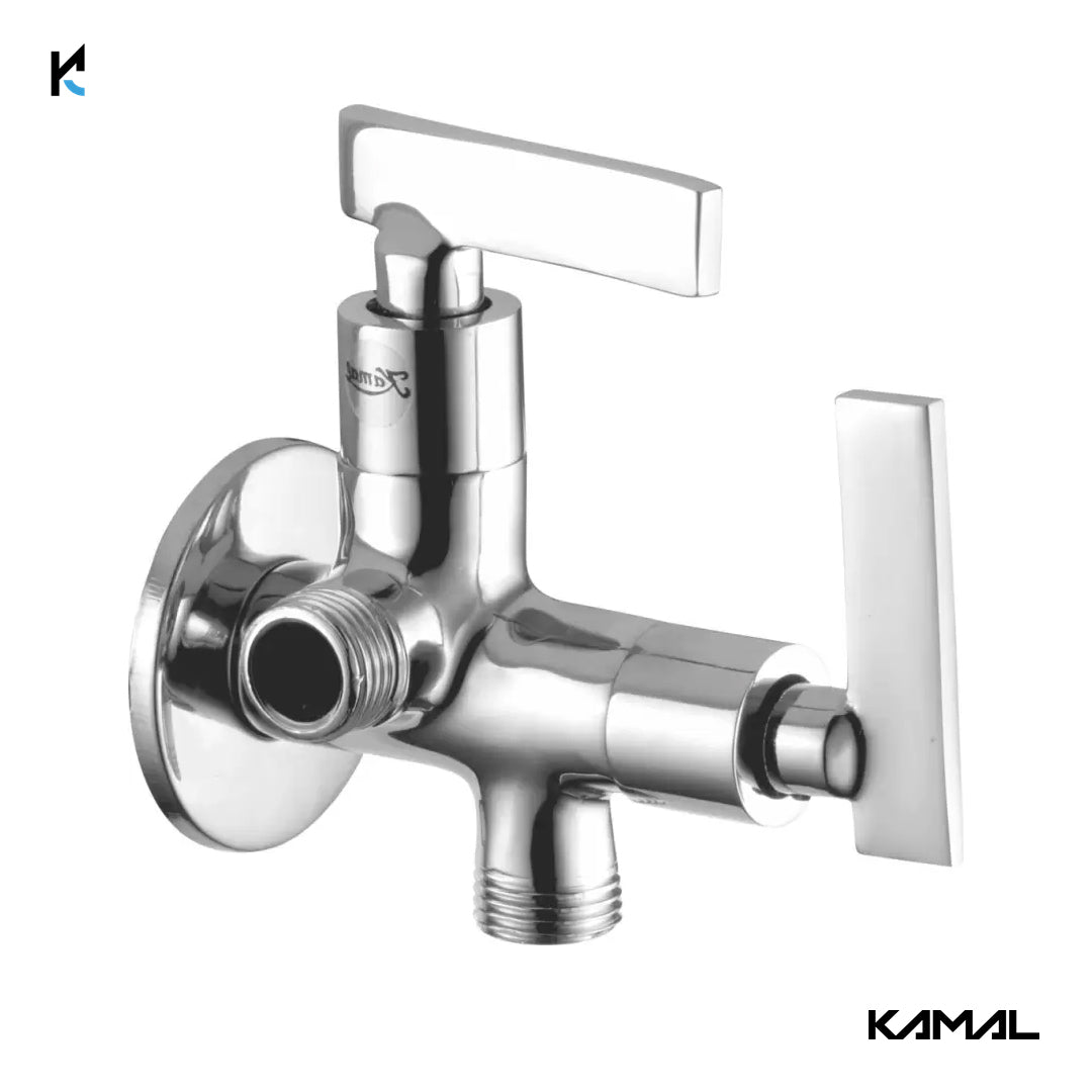 Step Two in One Angle Valve (Full Brass) - by Kamal - Step - Kamal Bathware