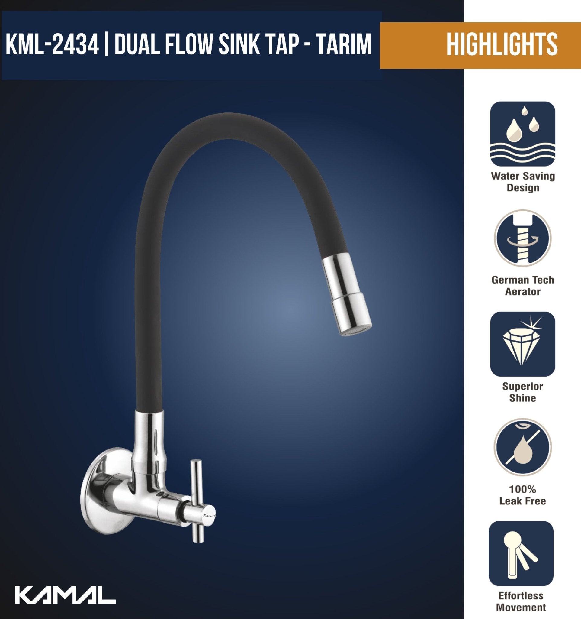 Tarim Dual Flow Sink Tap – by Kamal - Tarim - Kamal Bathware