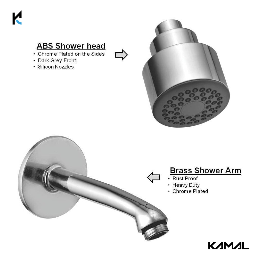 Tarim Stylish Shower with Shower Arm (ABS & Heavy Brass) - by Kamal - Tarim - Kamal Bathware
