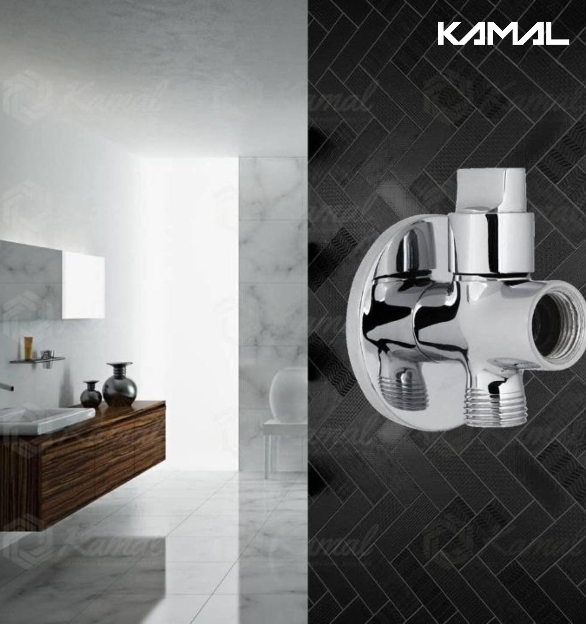 Tee Valve Cock Flute Twin Elbow Valve Faucet - by Kamal - Kamal Bathware