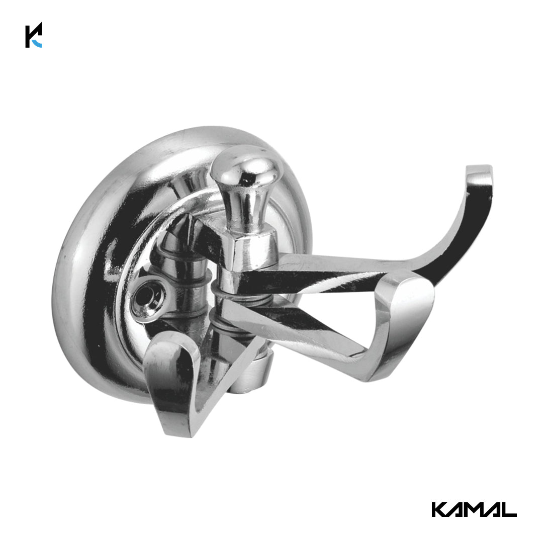 Three in One Coat Hook (Full Brass) - by Kamal - Coat Hook - Kamal Bathware