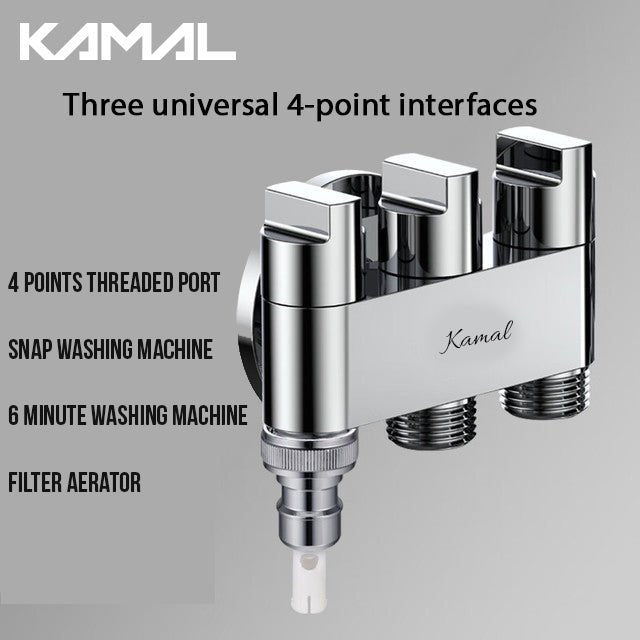 Three Way Brass Angle Valve Apollo 3 Way Control Tap for Bathroom (Full Brass) - by Kamal - Apollo - Kamal Bathware
