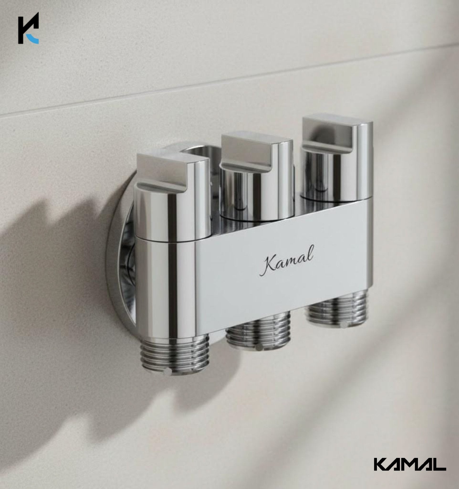 Three Way Brass Angle Valve Apollo 3 Way Control Tap for Bathroom (Full Brass) - by Kamal - Apollo - Kamal Bathware