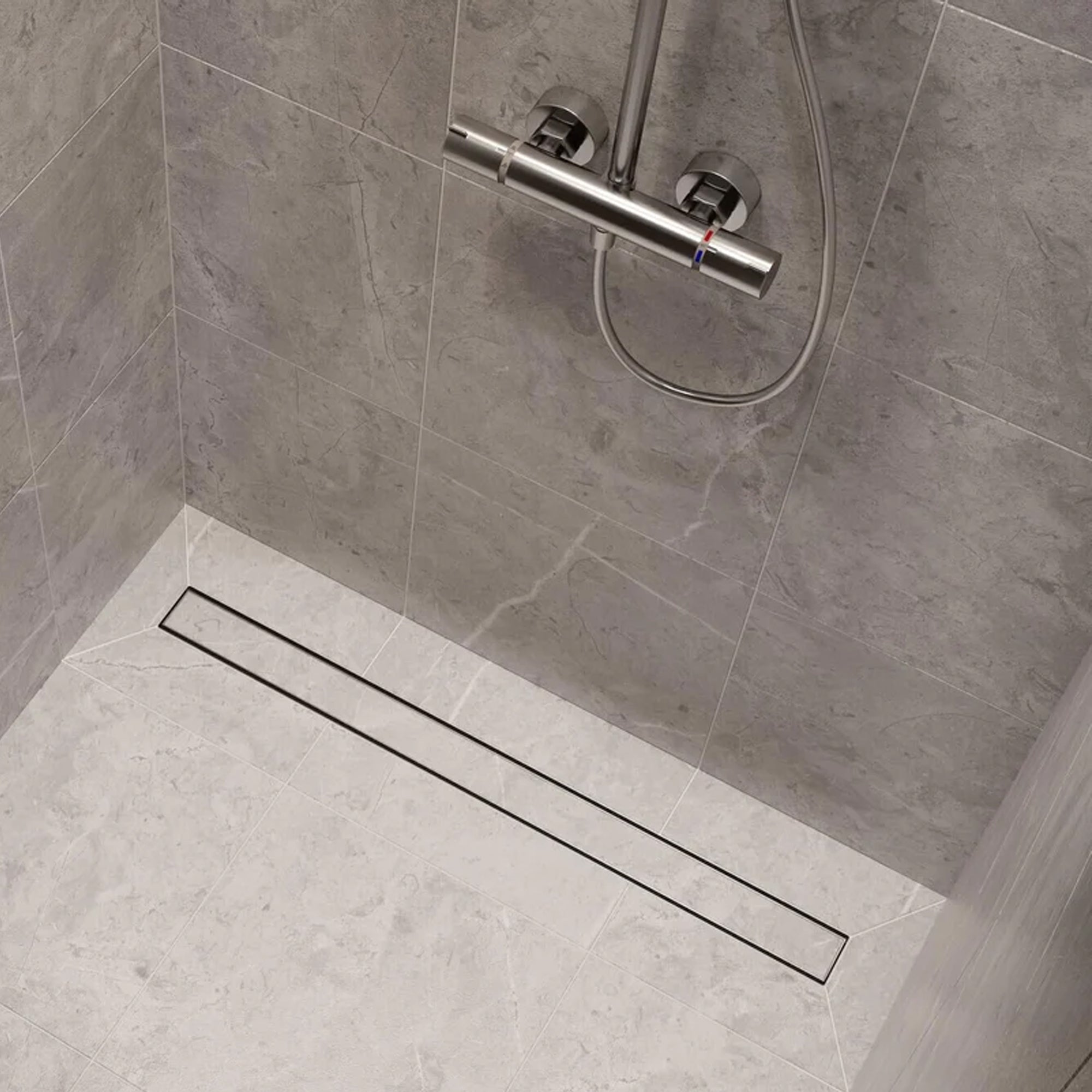 Tile Insert Channel Drainer (SS 304 Grade) - Side Hole Shower Water Drain Channel - by Kamal - Drainer - Kamal Bathware
