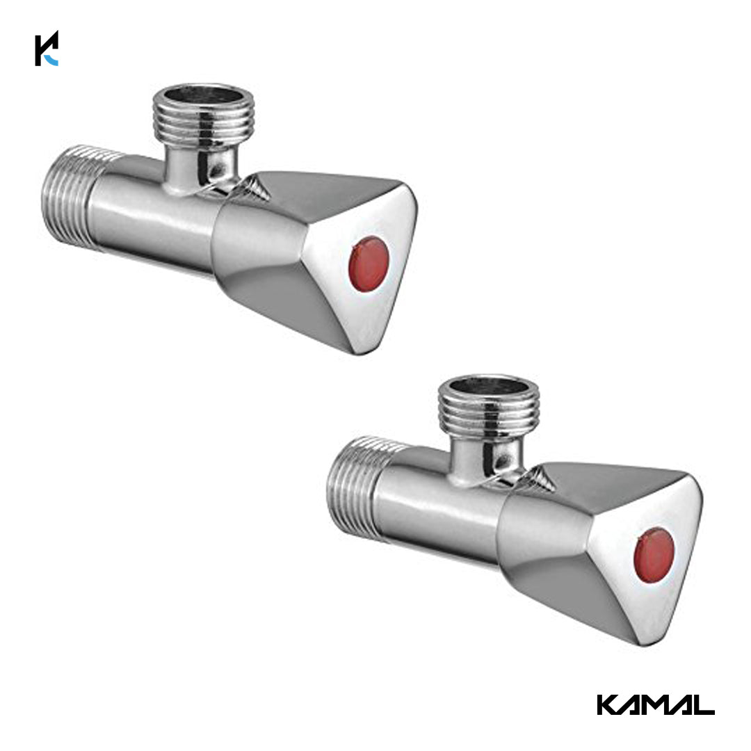 Triangular Angle Tap with Wall Flange (Full Brass) - by Kamal - Traingular - Kamal Bathware