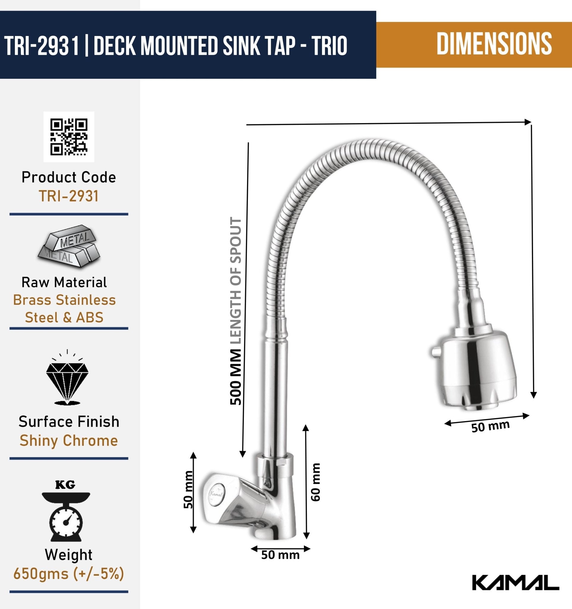 Trio Dual Flow Table Mounted 360° Sink Tap - by Kamal - Trio - Kamal Bathware