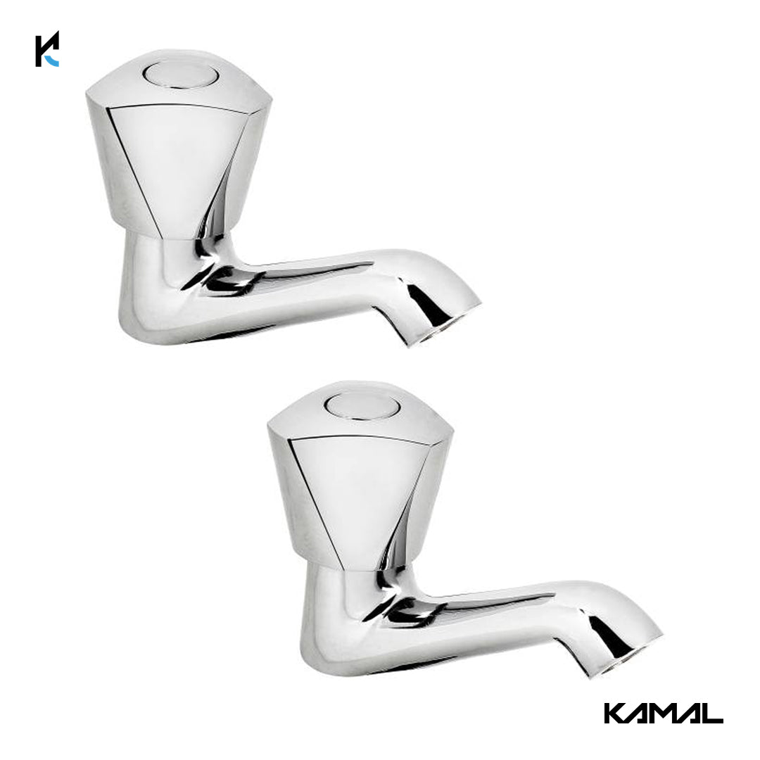 Trio Pillar Tap (Full Brass) - by Kamal - Trio - Kamal Bathware