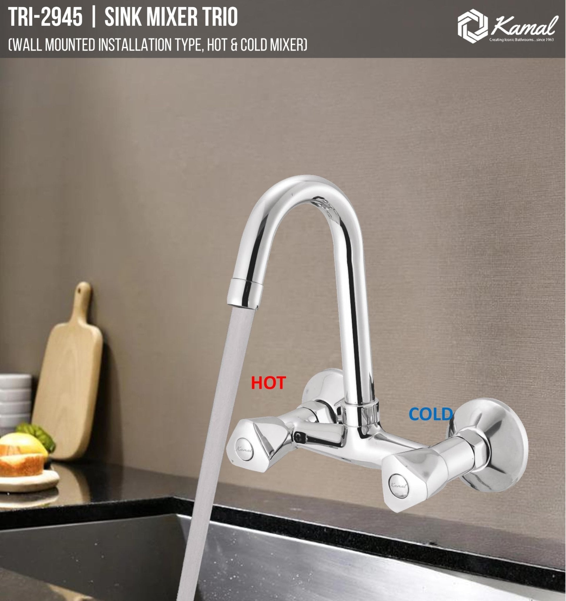 Trio Sink Mixer - by Kamal - Trio - Kamal Bathware
