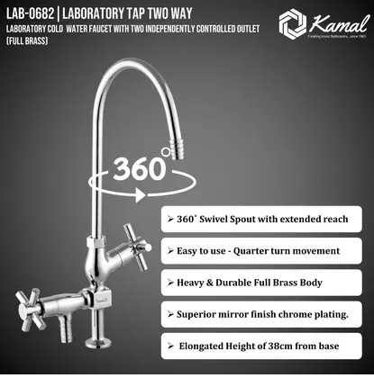 Two Way Laboratory Tap (Full Brass) - by Kamal - Kamal Bathware