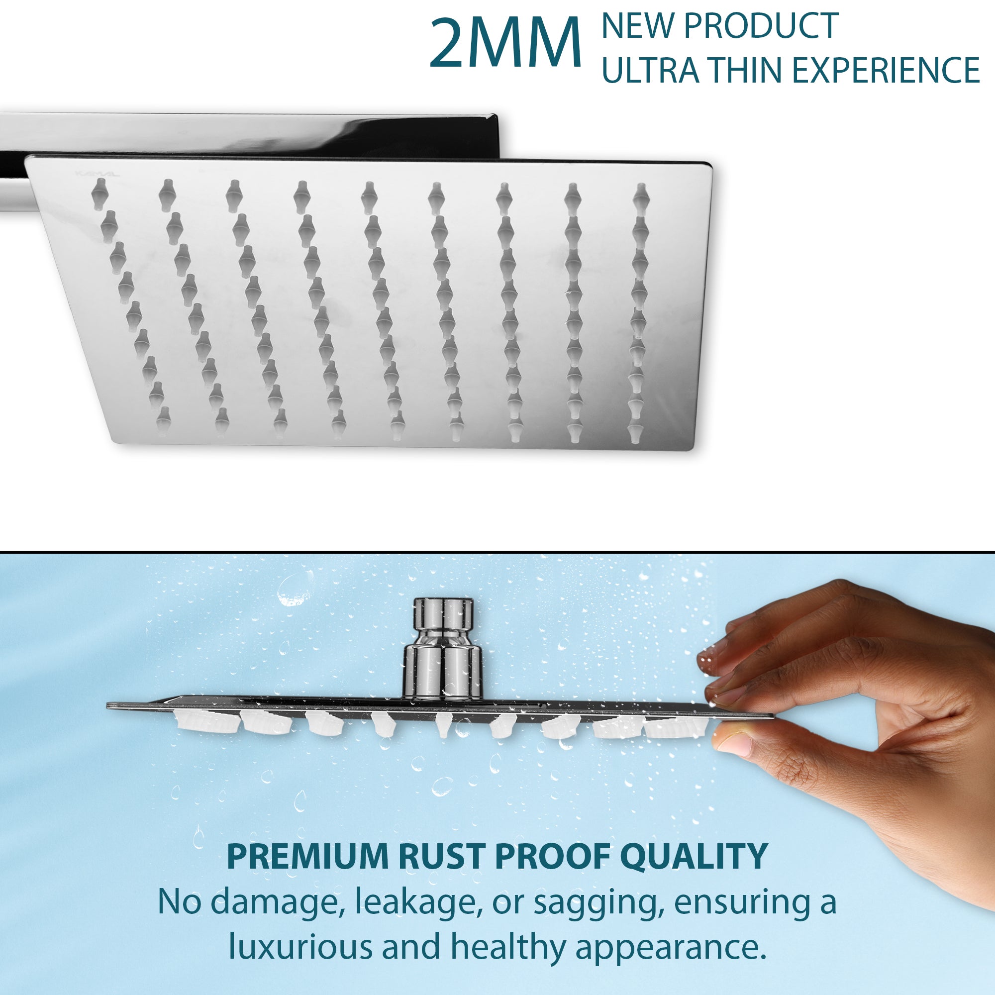 Ultra Slim Rain Shower Stainless Steel Shower Arm - by Kamal - Ultra Slim - Kamal Bathware
