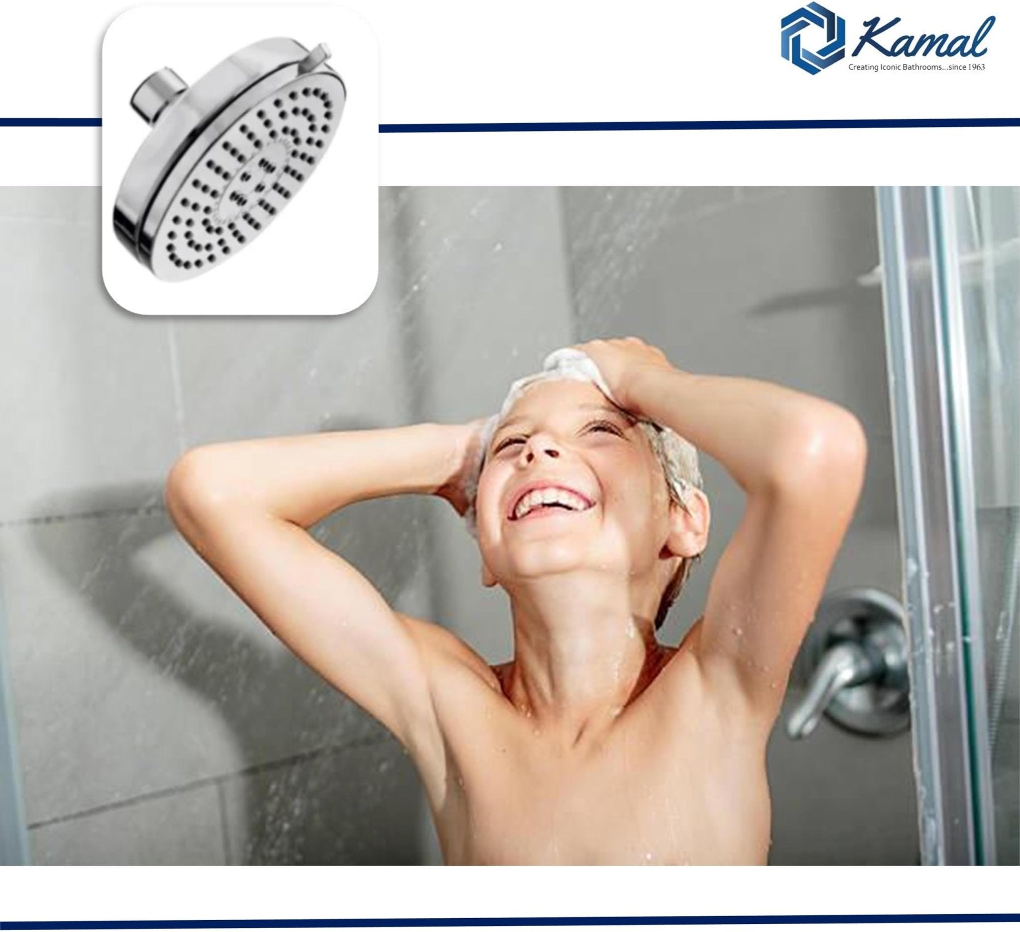 Uno Adjustable Shower Without Arm (Multiflow) - by Kamal - Uno - Kamal Bathware