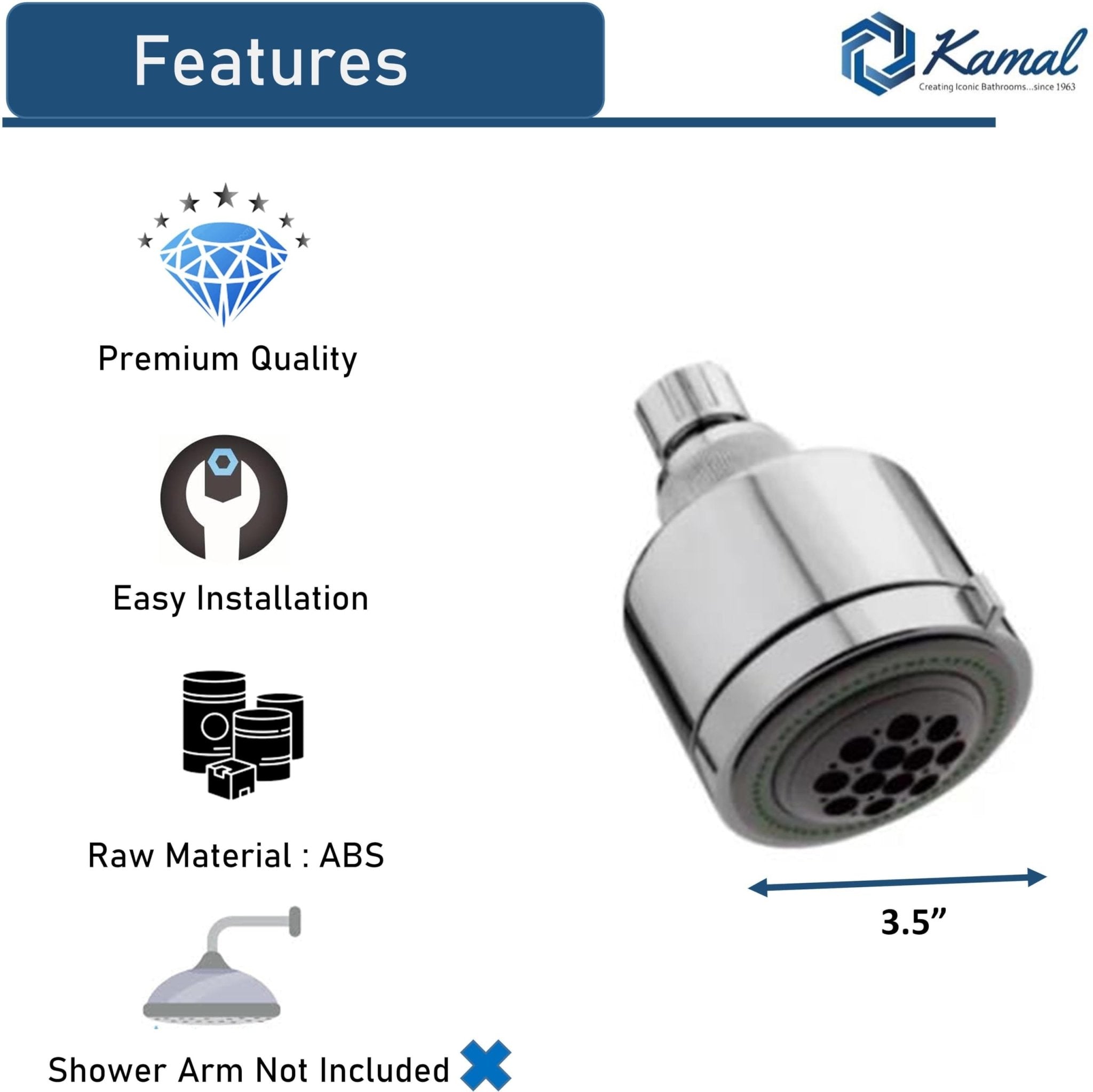 Vario Jet Shower (Multiflow) without Shower Arm - by Kamal - Vario - Kamal Bathware