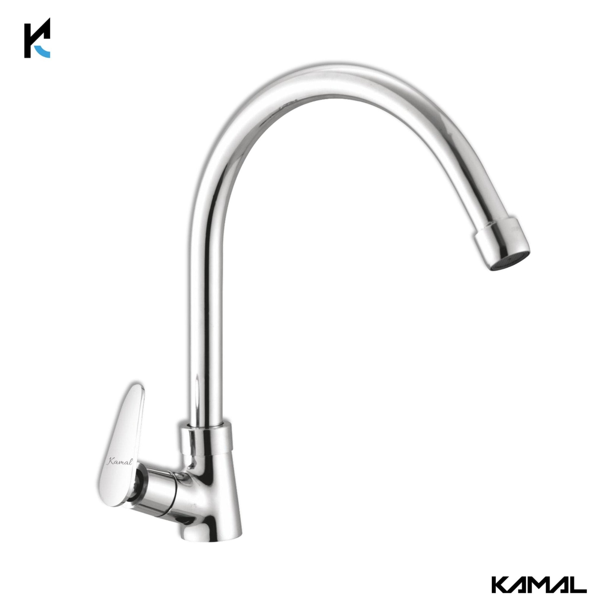 Vega C - Bend Spout Gosseneck Sink Faucet (Full Brass) - by Kamal - Vega - Kamal Bathware
