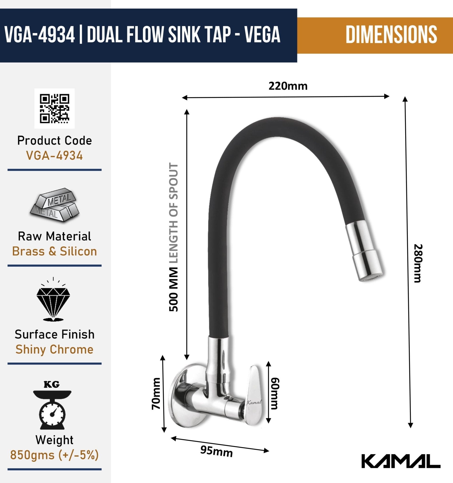 Vega Dual Flow Sink Tap – by Kamal - Vega - Kamal Bathware