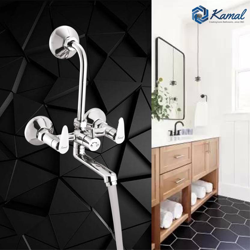 Vega Eco Wall Mixer with L bend Pipe (Full Brass) - by Kamal - Vega Eco - Kamal Bathware