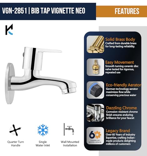 Vignette Neo Bib Tap (Full Brass) - by Kamal - Vignette Neo - Kamal Bathware