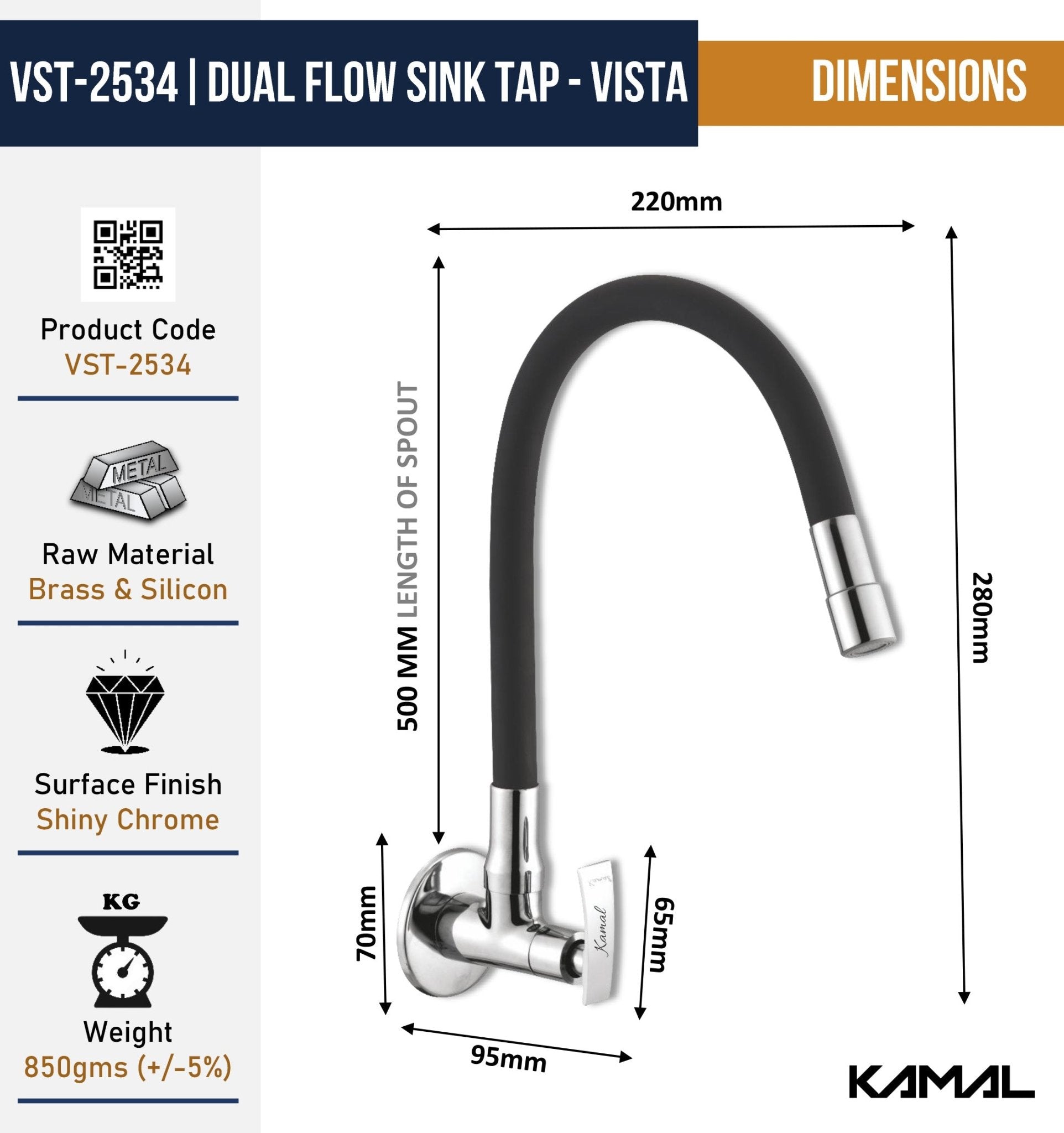 Vista Dual Flow Sink Tap – by Kamal - Vista - Kamal Bathware