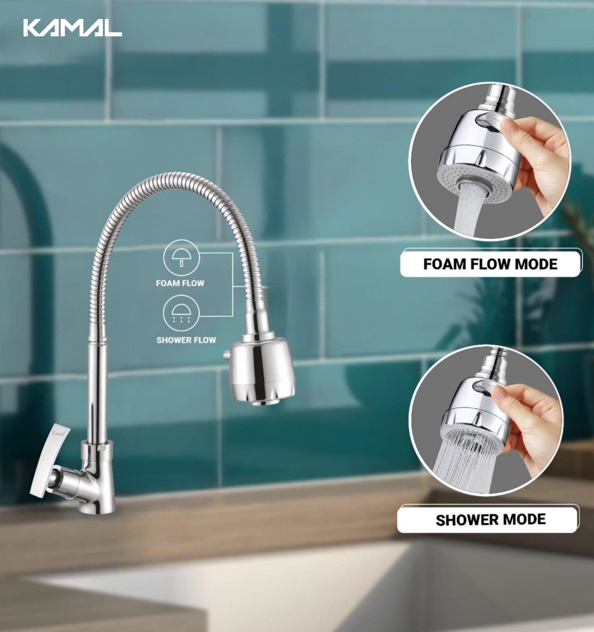 Vista Dual Flow Table Mounted 360° Sink Tap - by Kamal - Vista - Kamal Bathware