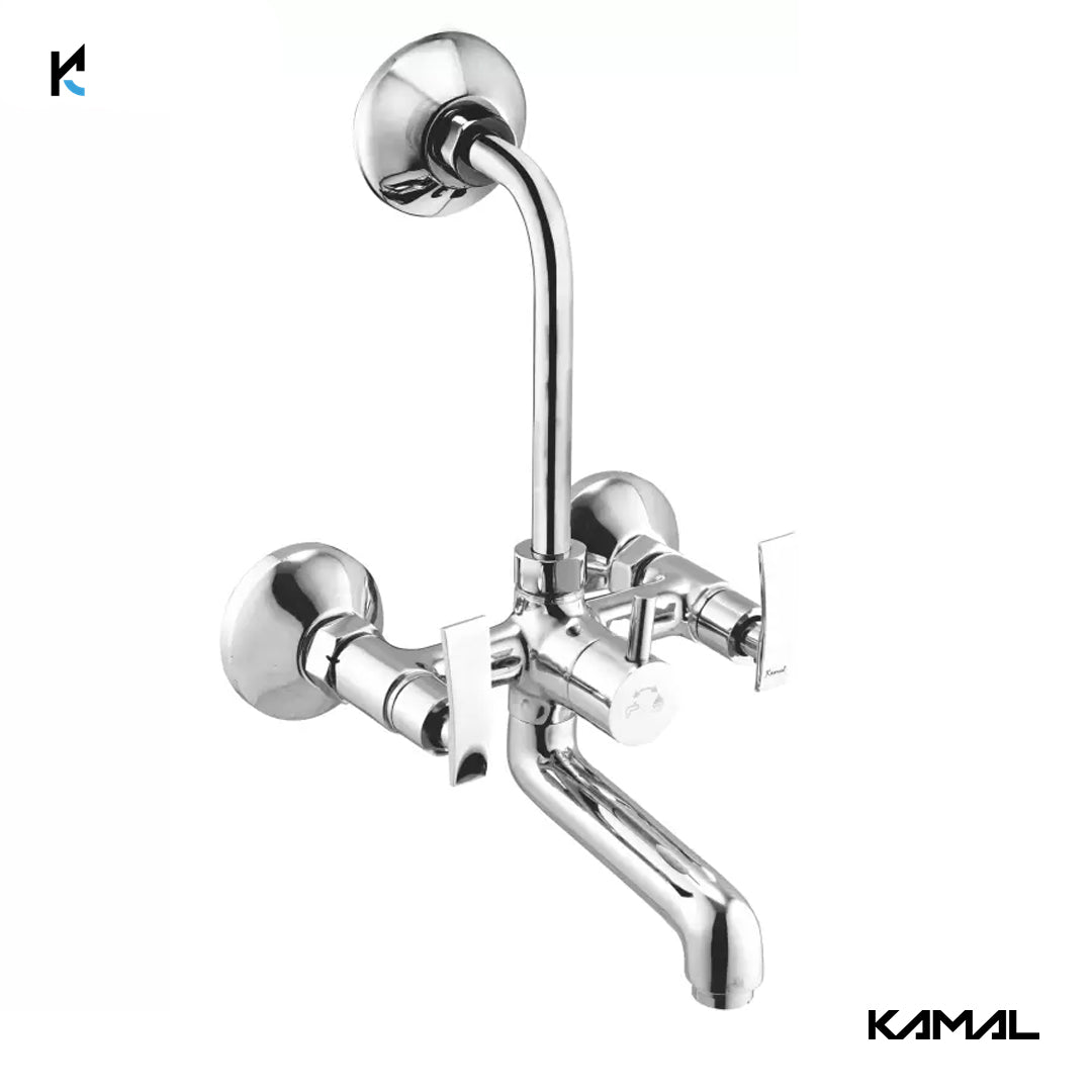 Vista Wall Mixer with L Bend Pipe (Full Brass) - by Kamal - Vista - Kamal Bathware