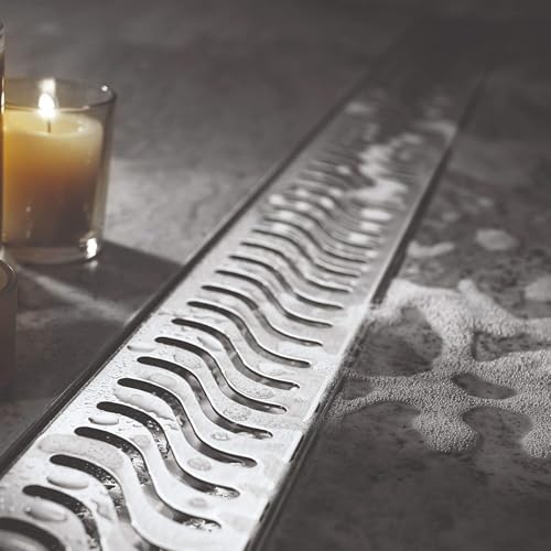 Wave Shower Drain Channel (SS 304 Grade) Side Hole Water Channel Drainers - by Kamal - Drainer - Kamal Bathware