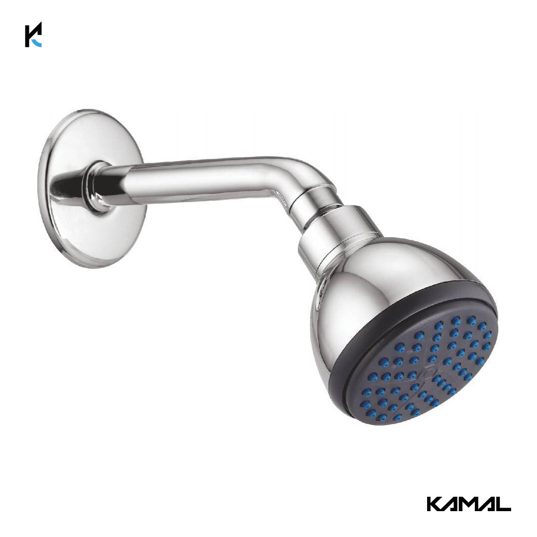 Ultima Overhead Shower 3.5 Inch Round with 6 Inch Round Brass Shower Arm & Wall Flange - by Kamal