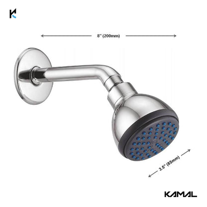 Ultima Overhead Shower 3.5 Inch Round with 6 Inch Round Brass Shower Arm & Wall Flange - by Kamal