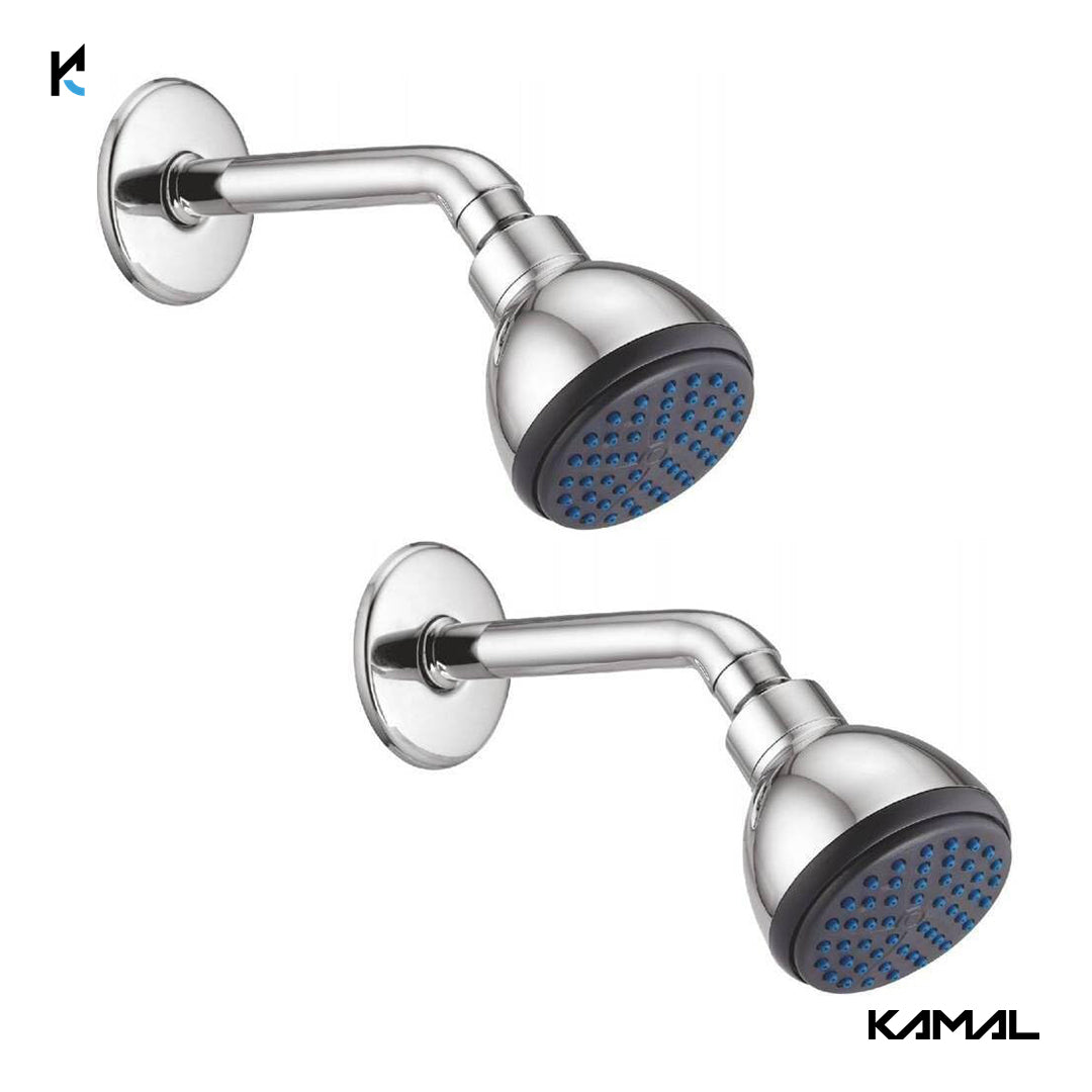 Ultima Overhead Shower 3.5 Inch Round with 6 Inch Round Brass Shower Arm & Wall Flange - by Kamal