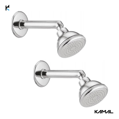 Bell Overhead Shower 3.5 Inch Round Brass with 6 Inch Heavy Brass Shower Arm & Wall Flange - by Kamal