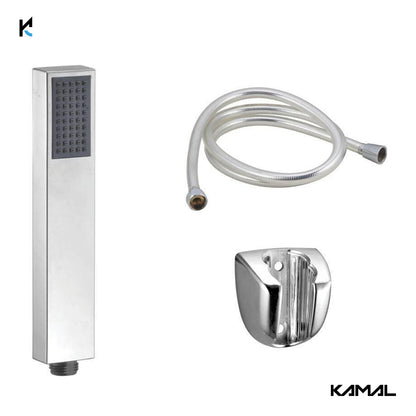 Squario ABS Hand Shower with ABS Shower Tube & Wall Hook - by Kamal