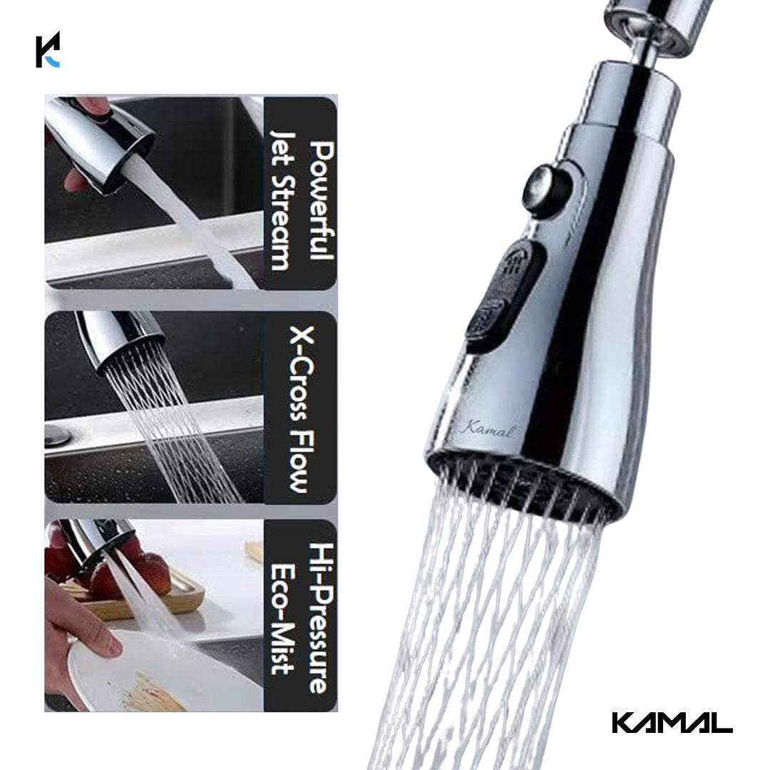 360° Movable Faucet Aerator Infinity 3 Mode Jet X-Cross Eco Mist (ABS) - by Kamal