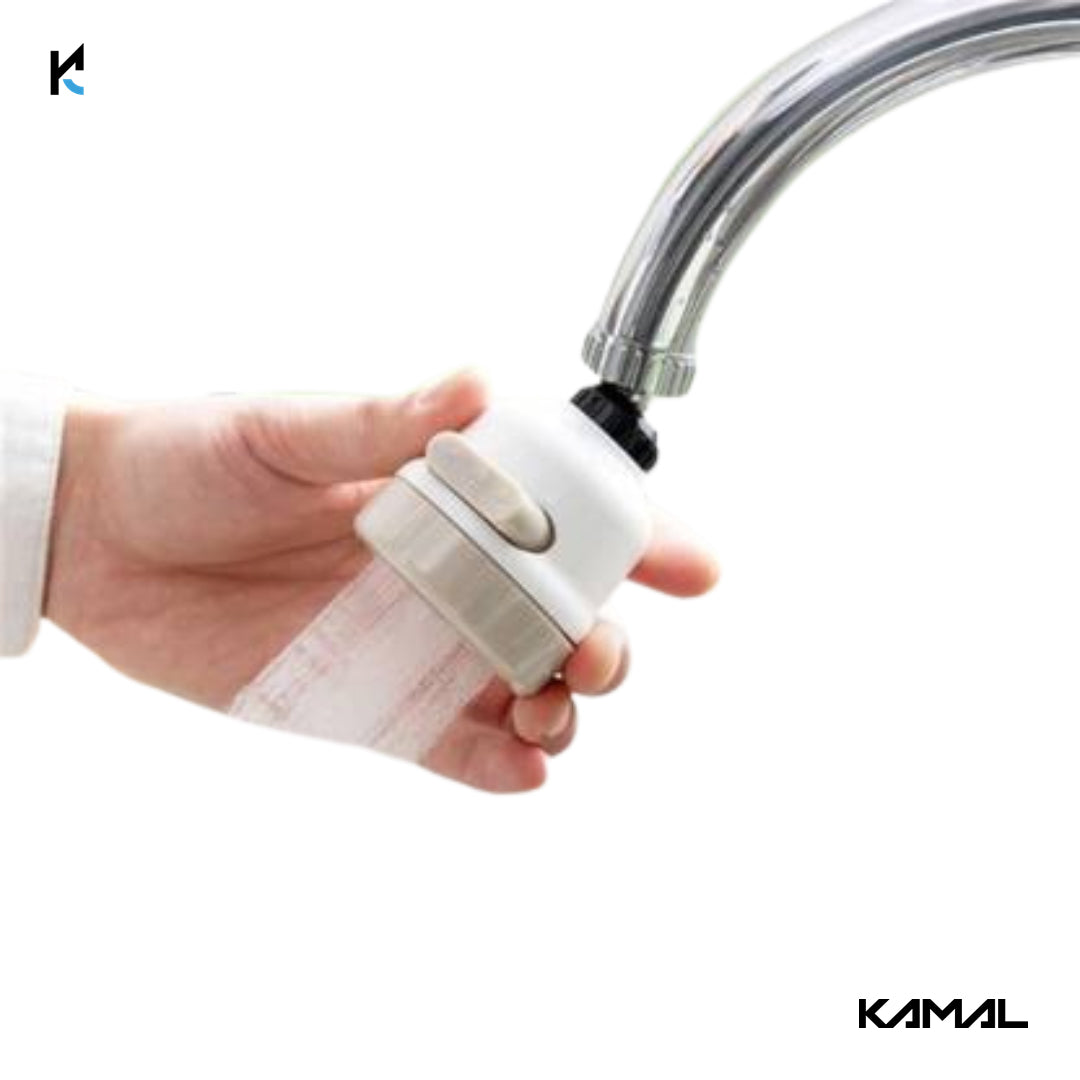360° Movable Kitchen Water Saving Aerator | Three Flow White Aerator Foam Flow Faucet (ABS) - by Kamal