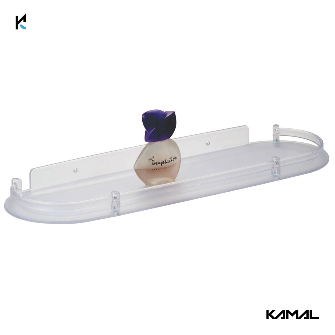 Multi-Use PVC Acrylic Bathroom Straight Shelf with Bracket (18 Inch) - by Kamal