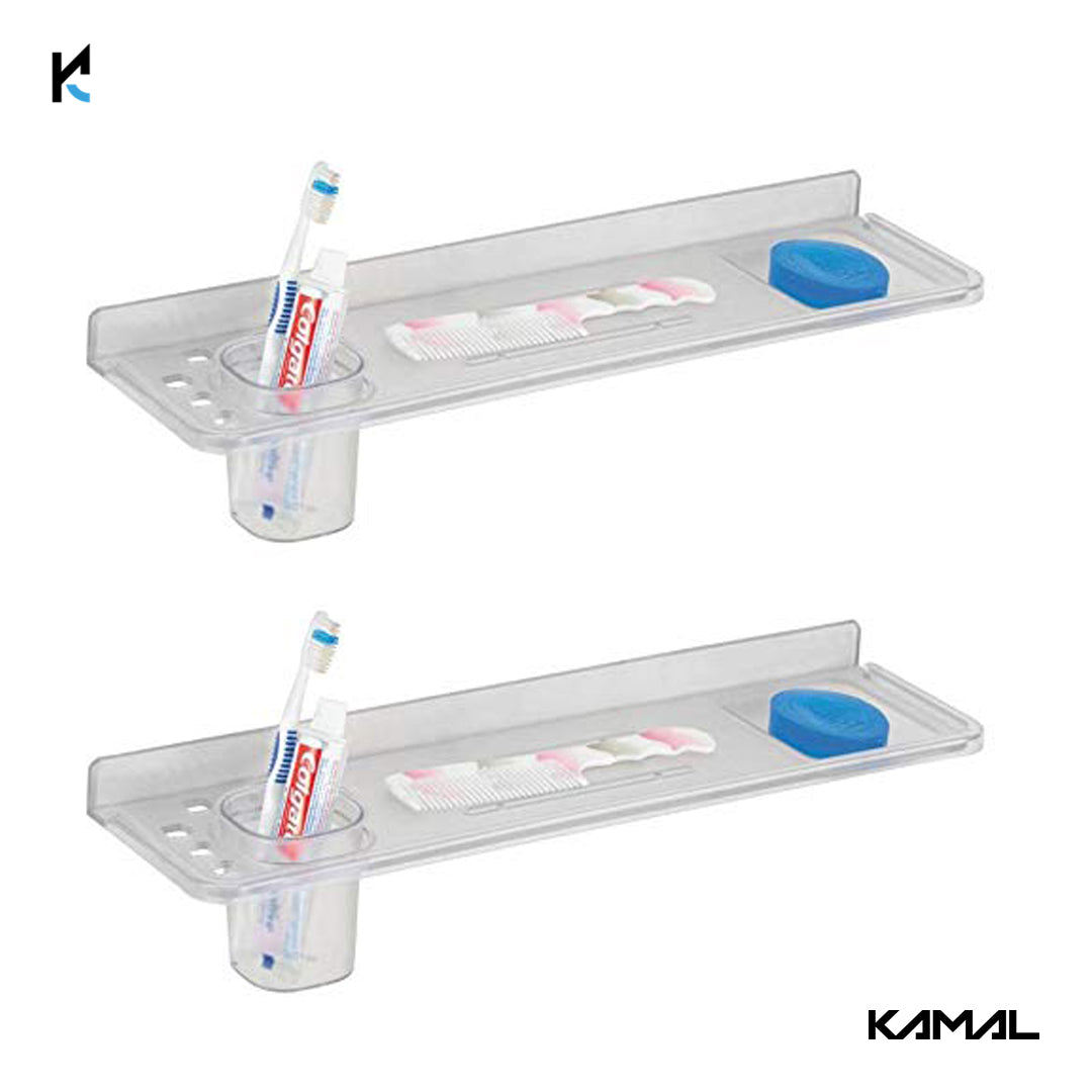 Neo Plastic Bathroom Straight Shelf 3 in 1 (Set of 2) - by Kamal