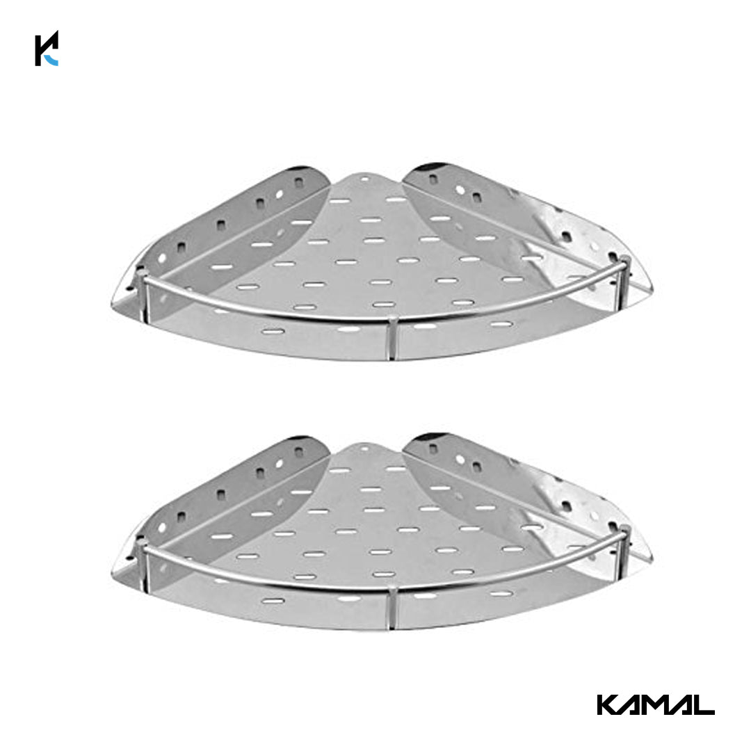 Multi-Use Stainless Steel Corner Shelf with Bracket (10 Inch) - by Kamal