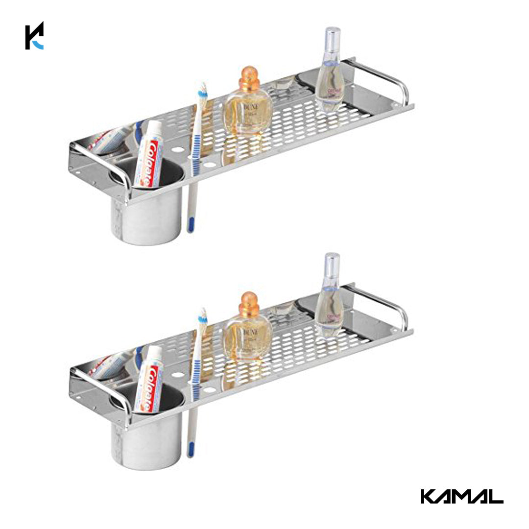 Stainless Steel Straight Shelf with Tumbler (Set of 2) - by Kamal