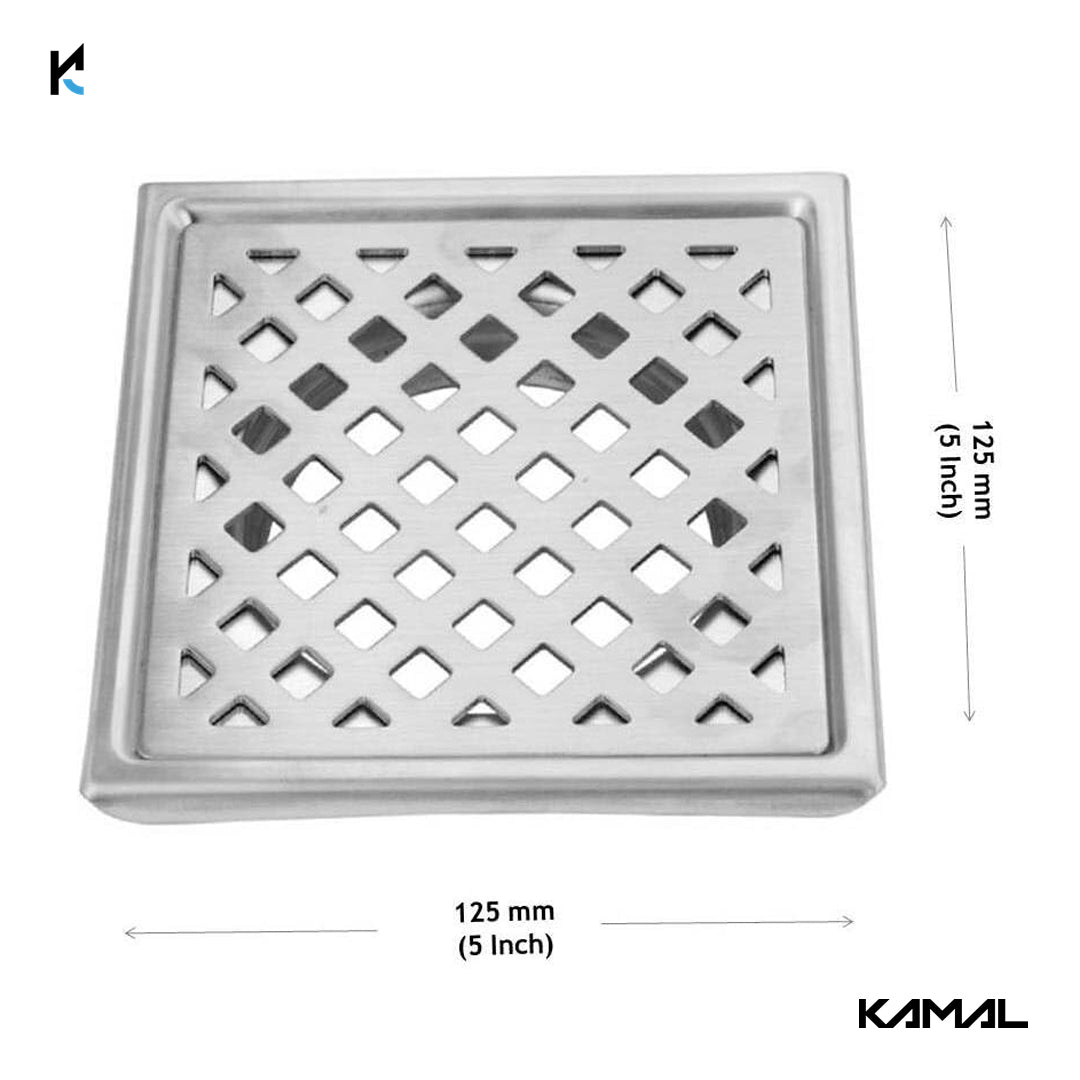Stylish Shower Water Drain Channel SS 304 Grade Floor Drain Jali - by Kamal