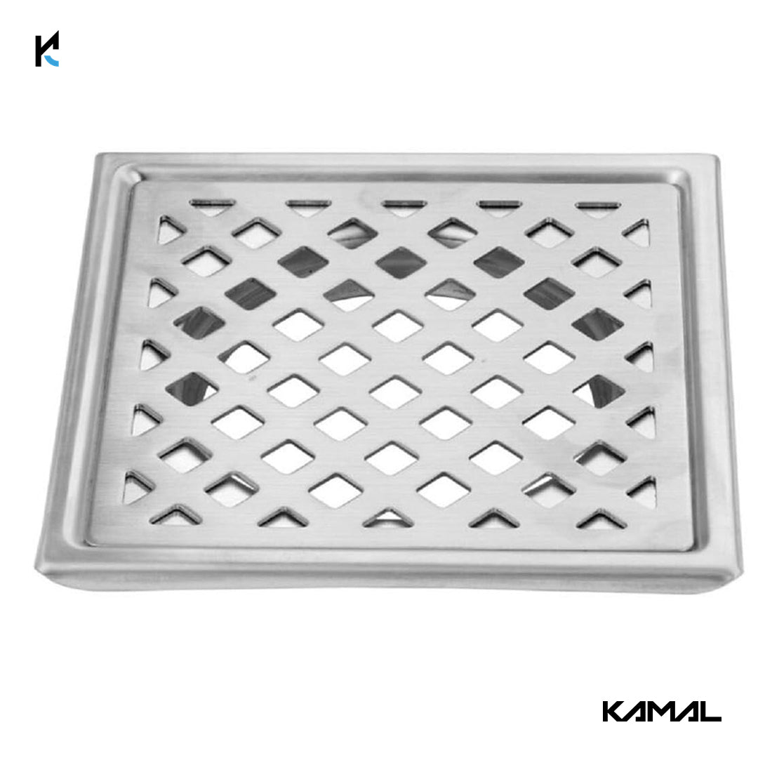 Stylish Shower Water Drain Channel SS 304 Grade Floor Drain Jali - by Kamal