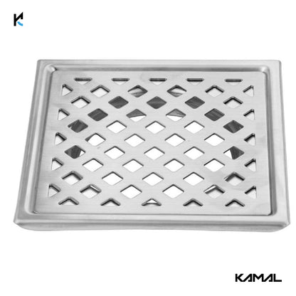 Stylish Shower Water Drain Channel SS 304 Grade Floor Drain Jali - by Kamal
