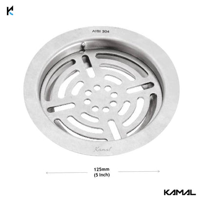 Shower Water Drain Strainer SS 304 Grade Floor Drain Jali with Collar (5 Inch) - by Kamal
