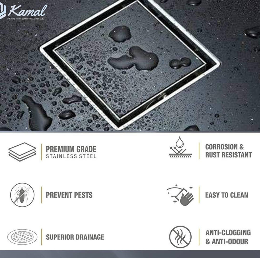 Square Tile Gratings Floor Drain Jali with Collar - by Kamal