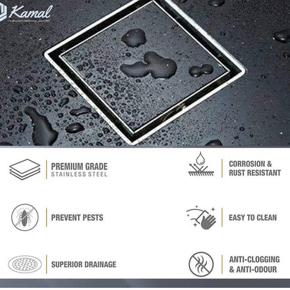 Square Tile Gratings Floor Drain Jali with Collar - by Kamal