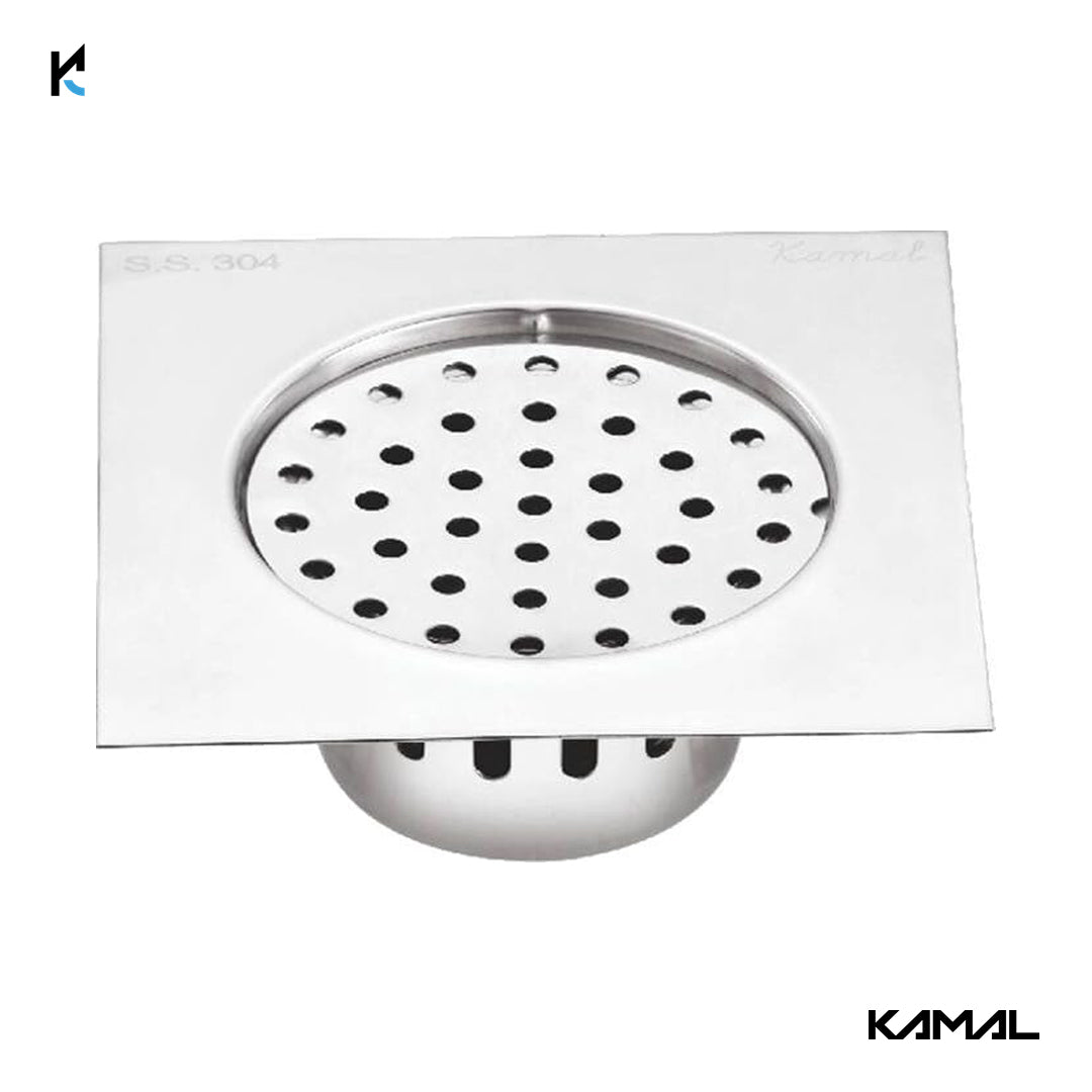 Flatron Cockroach Trap (5x5 Inch) SS 304 Grade Floor Drain Jali with Collar - by Kamal