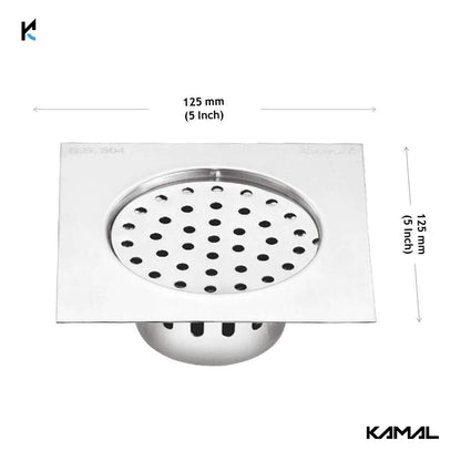 Flatron Cockroach Trap (5x5 Inch) SS 304 Grade Floor Drain Jali with Collar - by Kamal