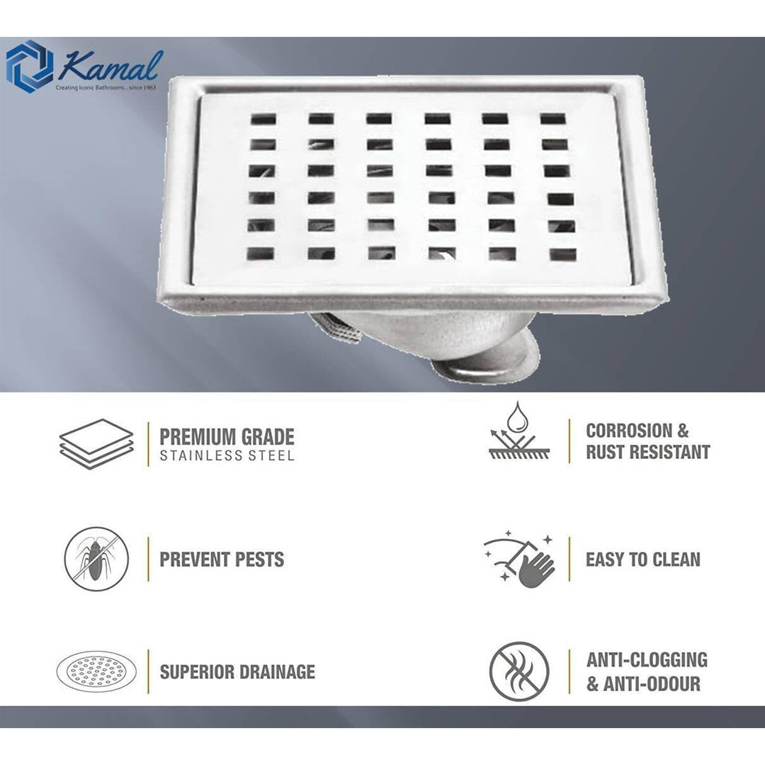 Rio Cockroach Trap (5x5 Inch) SS 304 Grade Floor Drain Jali  - by Kamal