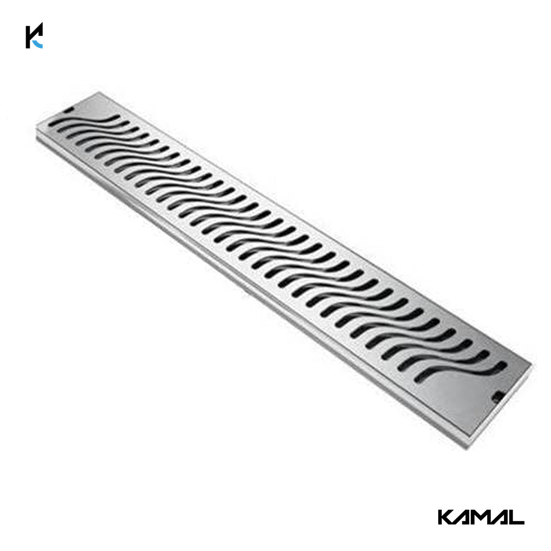 Wave Shower Drain Channel (SS 304 Grade) Side Hole Water Channel Drainers - by Kamal