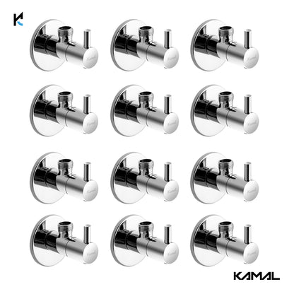 FLT Angle Valve with Wall Flange (Full Brass) - by Kamal