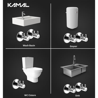 FLT Angle Valve with Wall Flange (Full Brass) - by Kamal