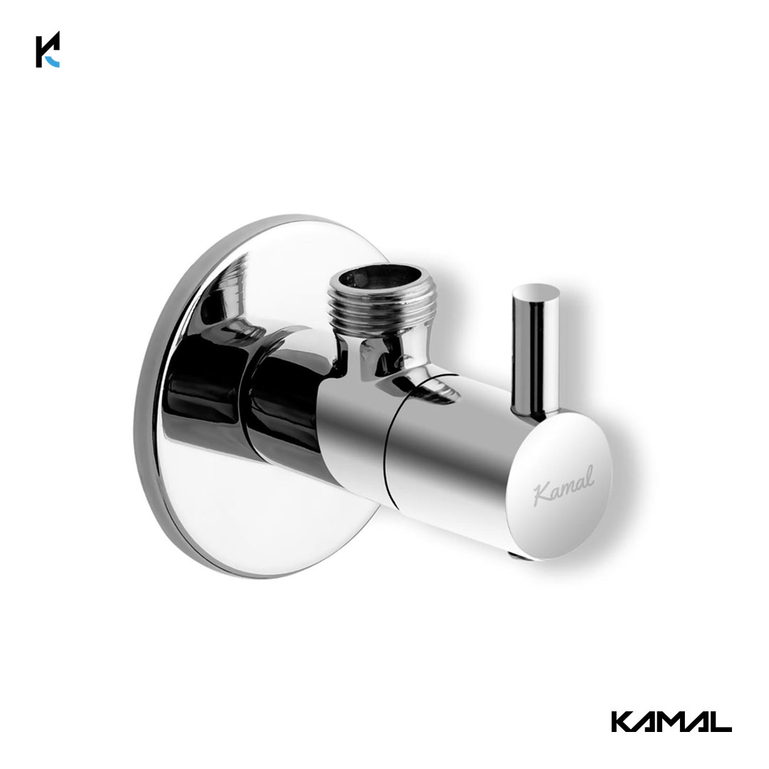 FLT Angle Valve with Wall Flange (Full Brass) - by Kamal