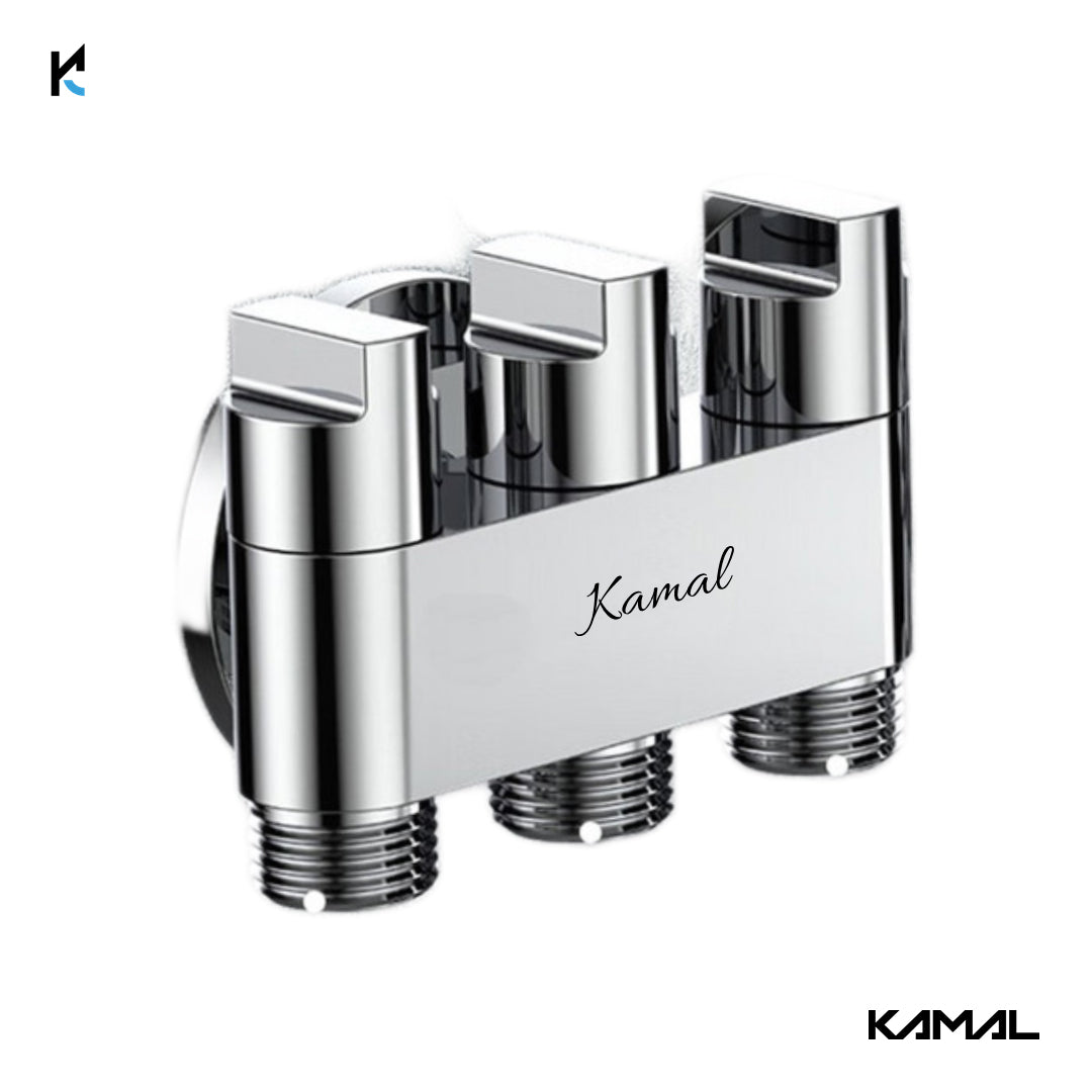 Three Way Brass Angle Valve Apollo 3 Way Control Tap for Bathroom (Full Brass) - by Kamal