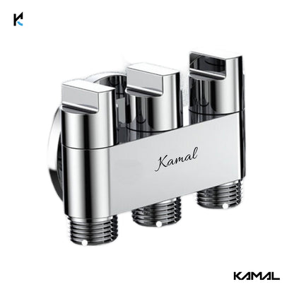 Three Way Brass Angle Valve Apollo 3 Way Control Tap for Bathroom (Full Brass) - by Kamal